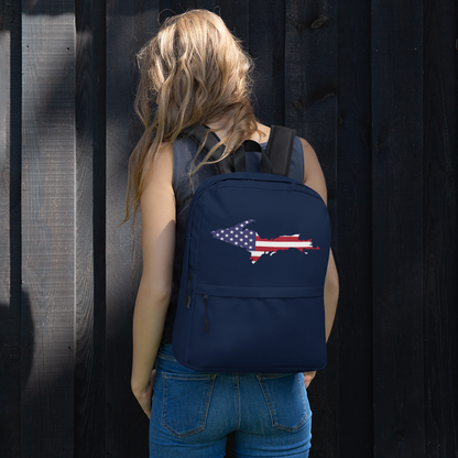 Michigan Upper Peninsula Backpack (w/ UP USA Flag Outline) | Navy Color