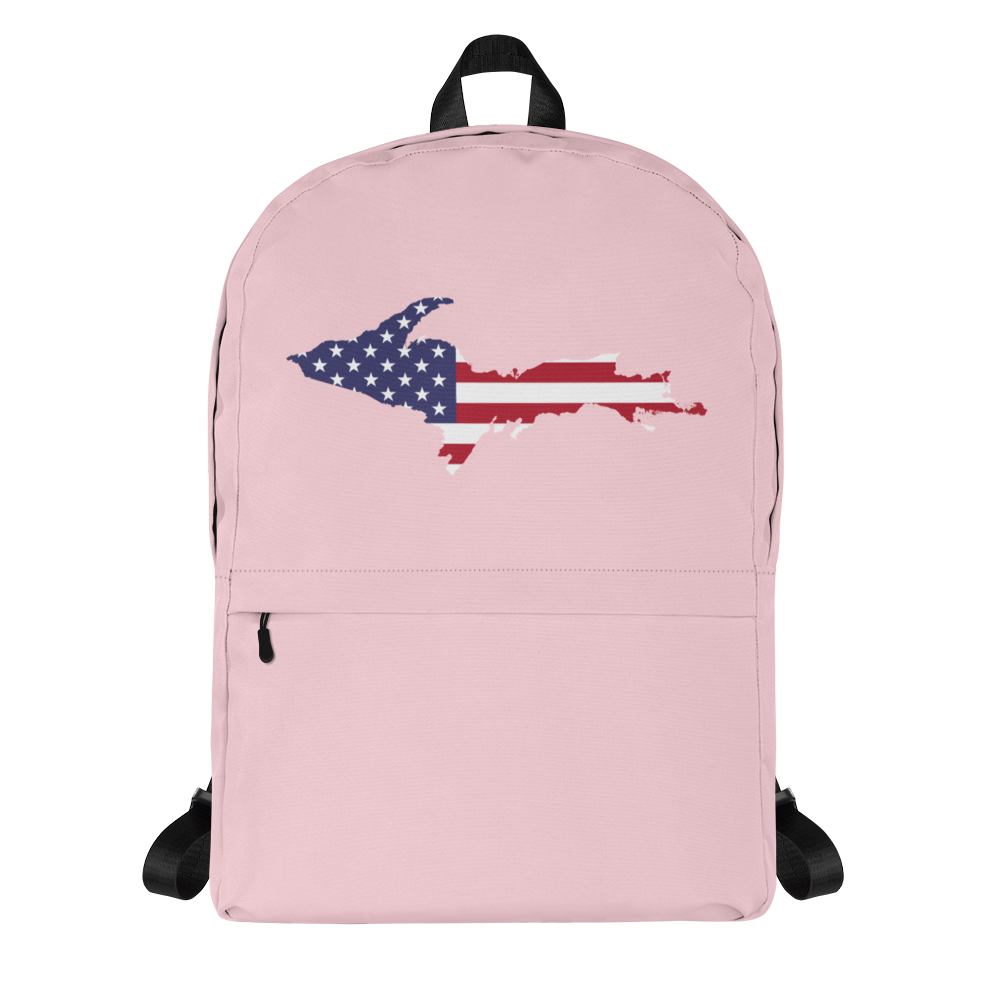 Michigan Upper Peninsula Backpack (w/ UP USA Flag Outline) | Pink Color