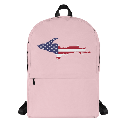 Michigan Upper Peninsula Backpack (w/ UP USA Flag Outline) | Pink Color