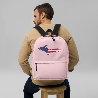 Michigan Upper Peninsula Backpack (w/ UP USA Flag Outline) | Pink Color