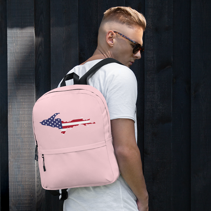 Michigan Upper Peninsula Backpack (w/ UP USA Flag Outline) | Pink Color