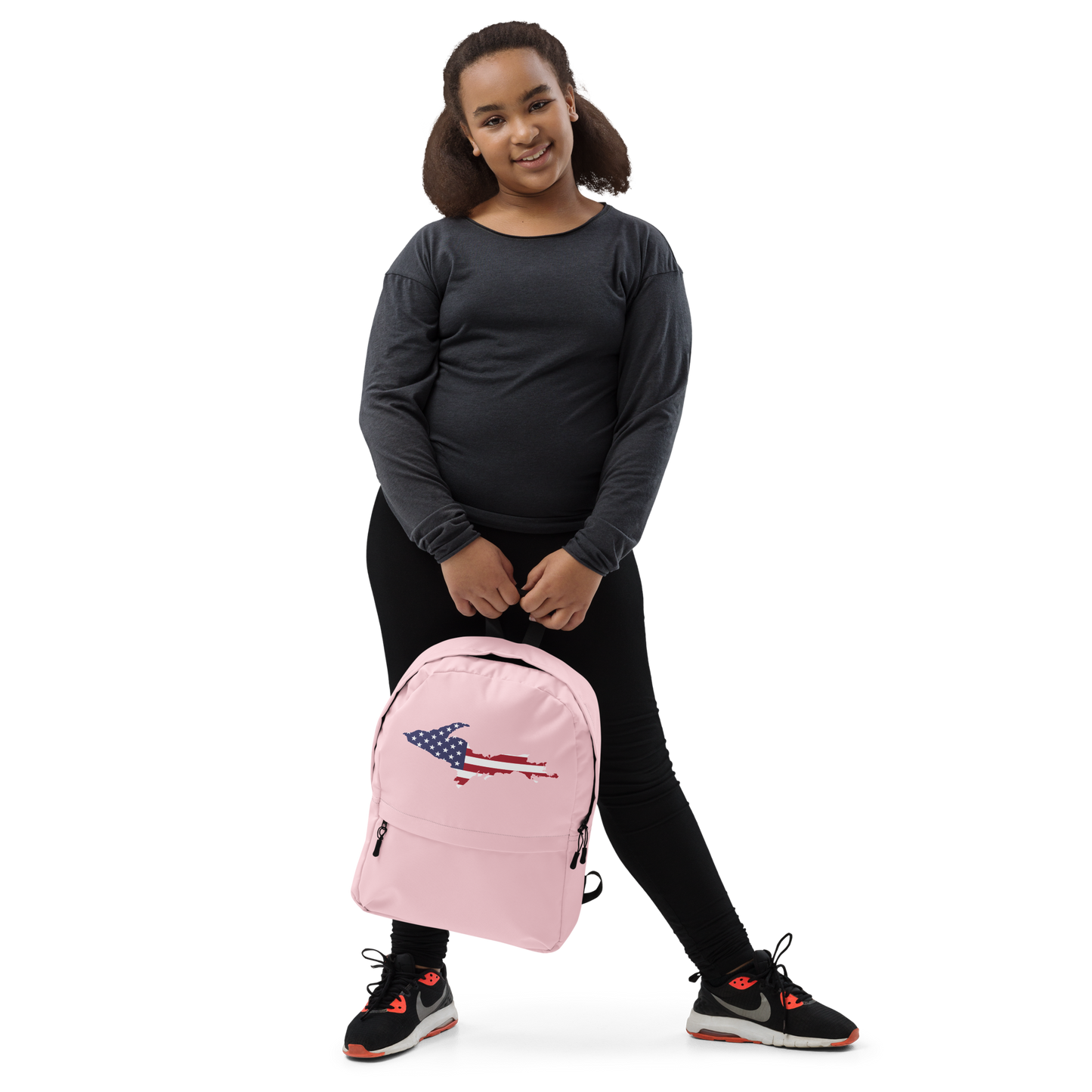 Michigan Upper Peninsula Backpack (w/ UP USA Flag Outline) | Pink Color