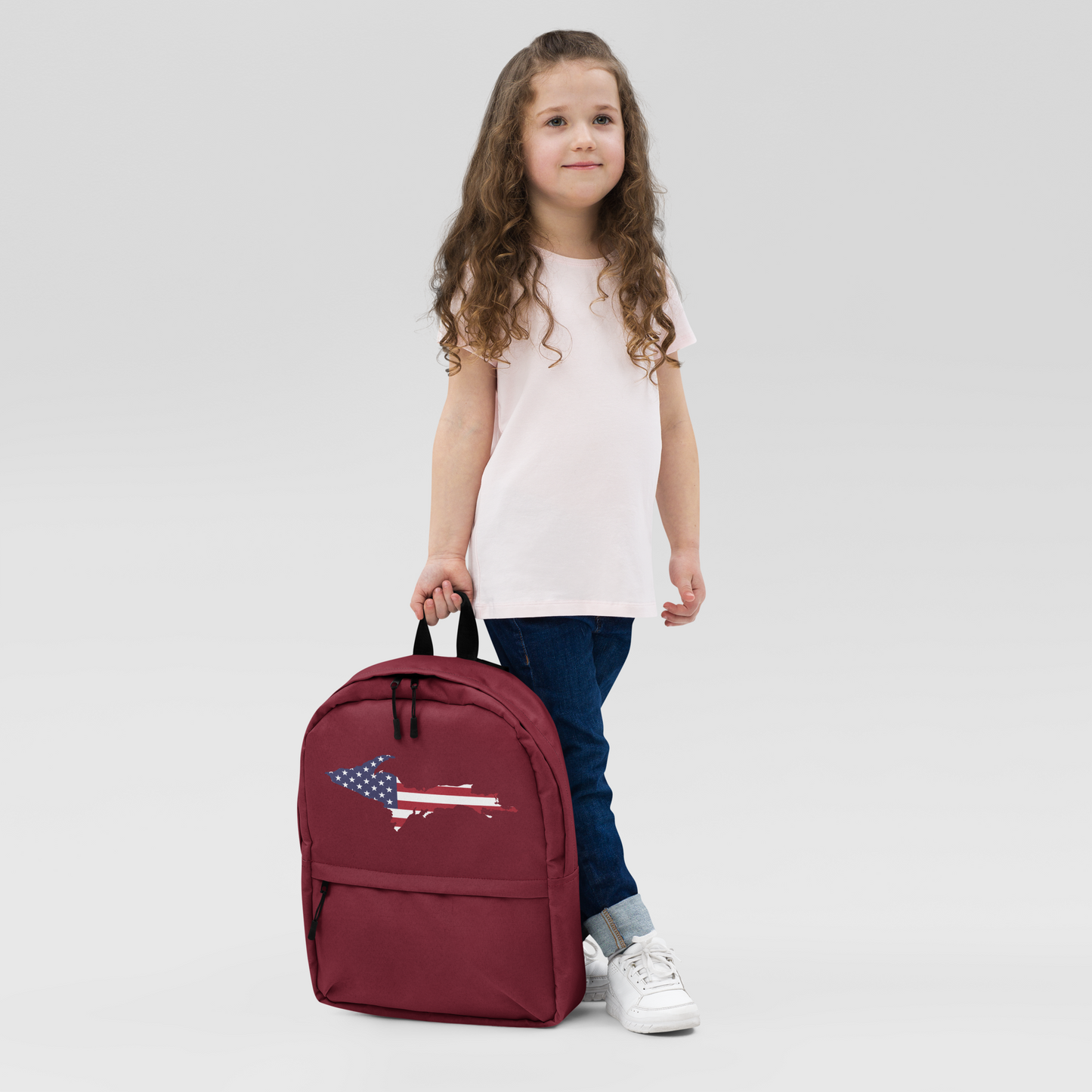 Michigan Upper Peninsula Backpack (w/ UP USA Flag Outline) | Burgundy Color