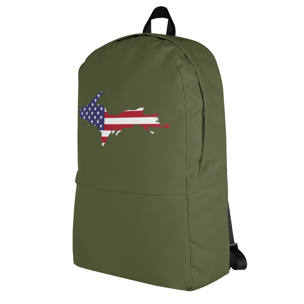 Michigan Upper Peninsula Backpack (w/ UP USA Flag Outline) | Army Color