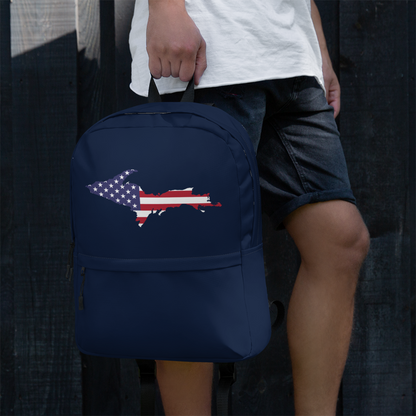 Michigan Upper Peninsula Backpack (w/ UP USA Flag Outline) | Navy Color