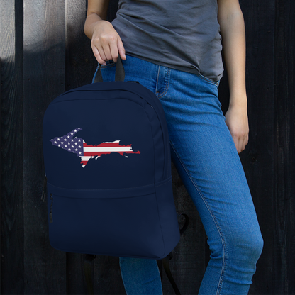 Michigan Upper Peninsula Backpack (w/ UP USA Flag Outline) | Navy Color