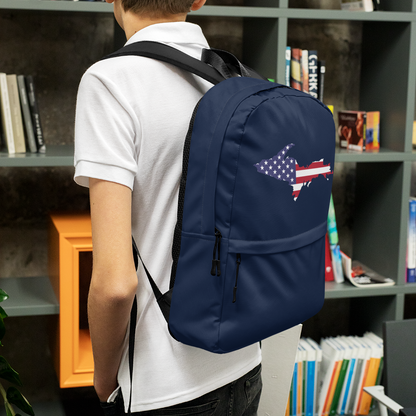 Michigan Upper Peninsula Backpack (w/ UP USA Flag Outline) | Navy Color