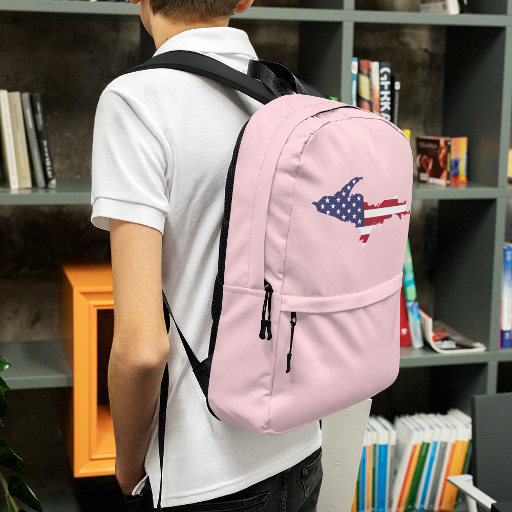 Michigan Upper Peninsula Backpack (w/ UP USA Flag Outline) | Pink Color