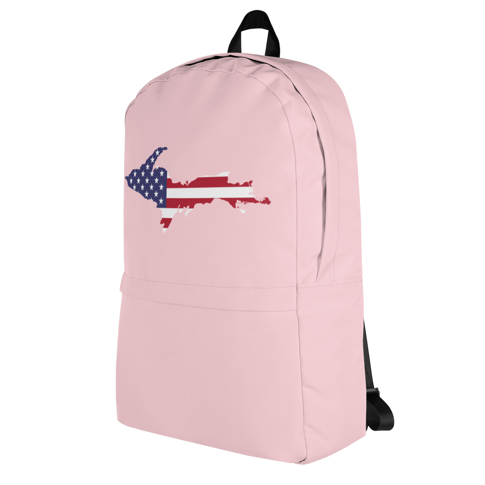 Michigan Upper Peninsula Backpack (w/ UP USA Flag Outline) | Pink Color