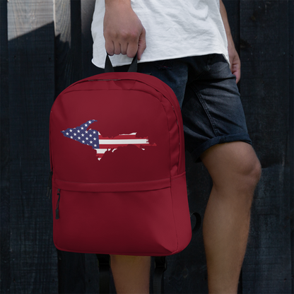 Michigan Upper Peninsula Backpack (w/ UP USA Flag Outline) | Burgundy Color