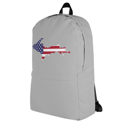 Michigan Upper Peninsula Backpack (w/ UP USA Flag Outline) | Silver Color