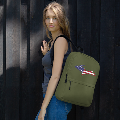 Michigan Upper Peninsula Backpack (w/ UP USA Flag Outline) | Army Color