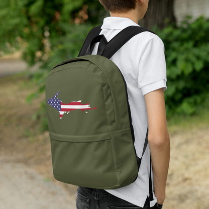 Michigan Upper Peninsula Backpack (w/ UP USA Flag Outline) | Army Color