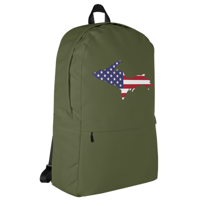 Michigan Upper Peninsula Backpack (w/ UP USA Flag Outline) | Army Color