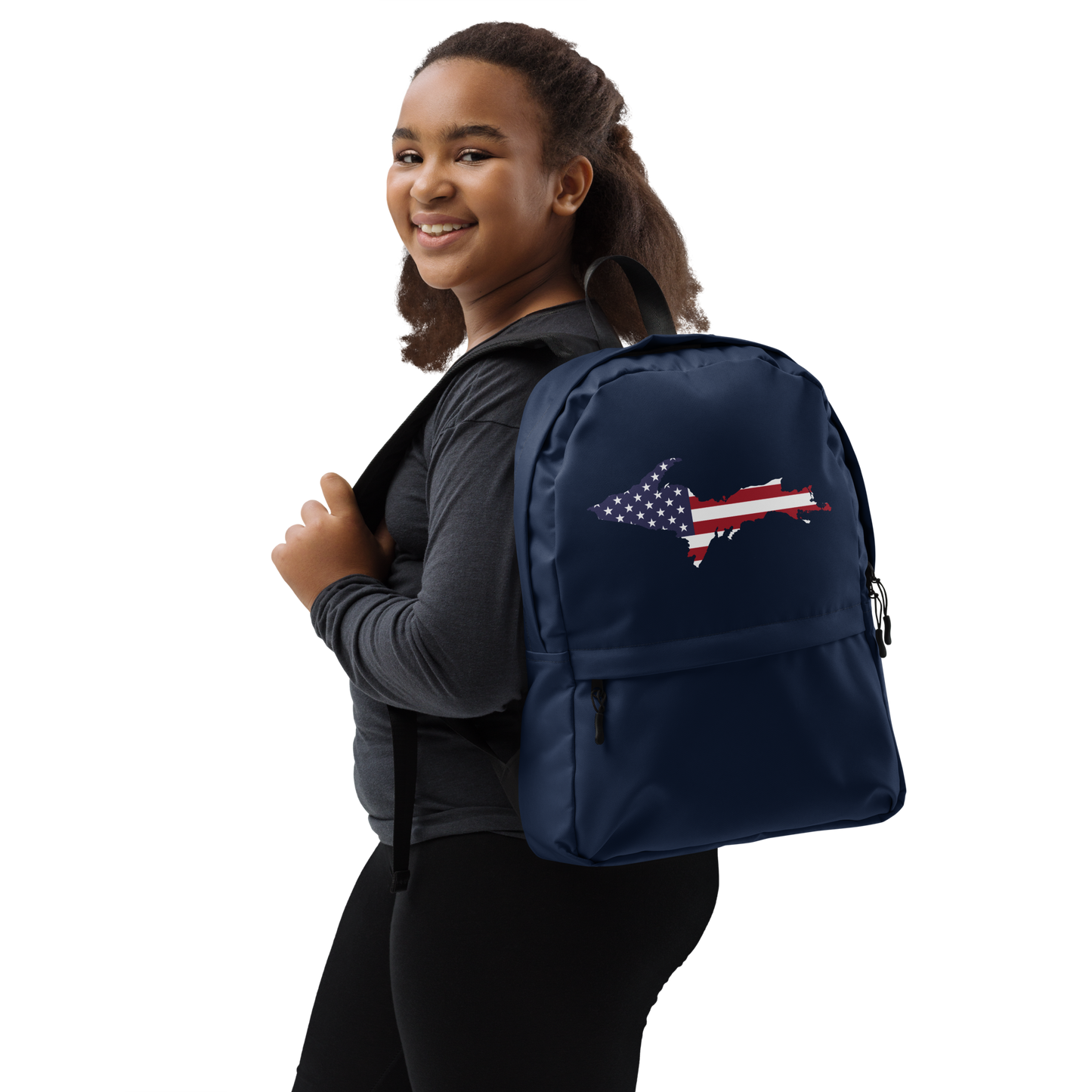 Michigan Upper Peninsula Backpack (w/ UP USA Flag Outline) | Navy Color