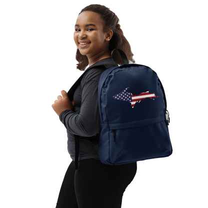 Michigan Upper Peninsula Backpack (w/ UP USA Flag Outline) | Navy Color