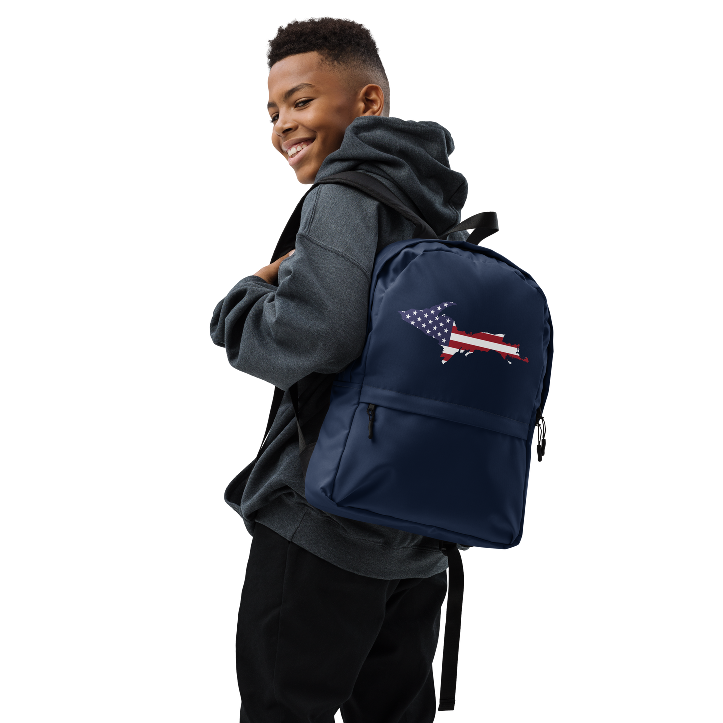 Michigan Upper Peninsula Backpack (w/ UP USA Flag Outline) | Navy Color