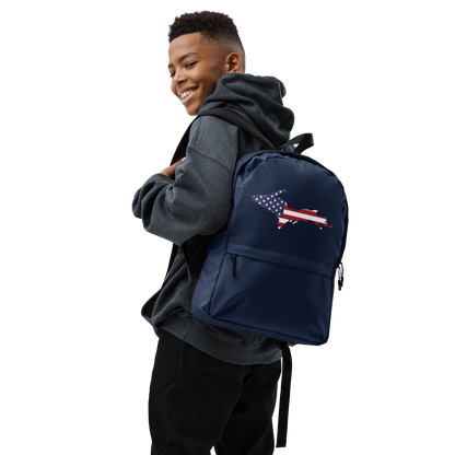 Michigan Upper Peninsula Backpack (w/ UP USA Flag Outline) | Navy Color