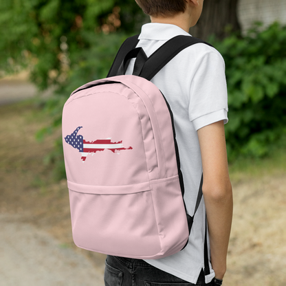 Michigan Upper Peninsula Backpack (w/ UP USA Flag Outline) | Pink Color