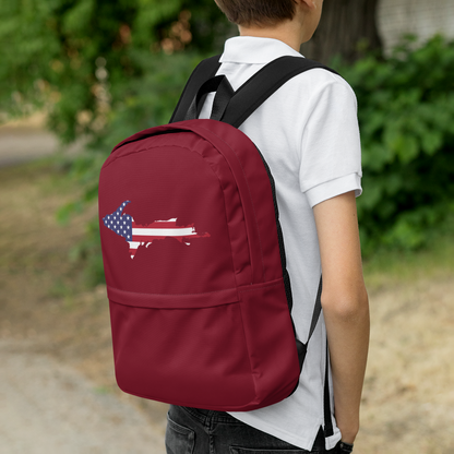 Michigan Upper Peninsula Backpack (w/ UP USA Flag Outline) | Burgundy Color