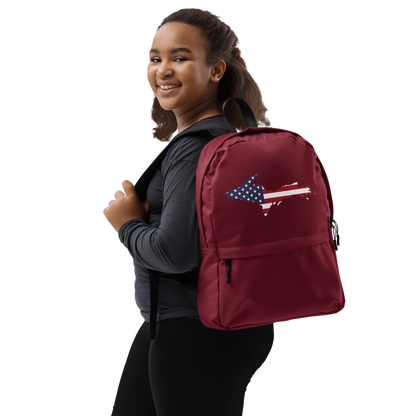 Michigan Upper Peninsula Backpack (w/ UP USA Flag Outline) | Burgundy Color