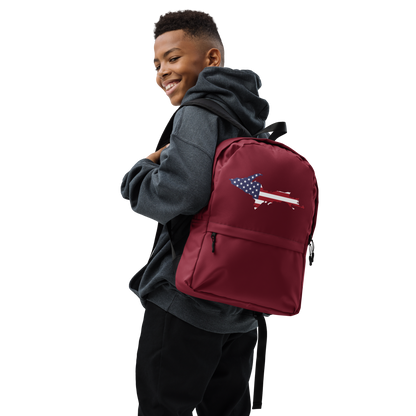 Michigan Upper Peninsula Backpack (w/ UP USA Flag Outline) | Burgundy Color