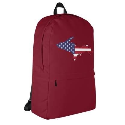 Michigan Upper Peninsula Backpack (w/ UP USA Flag Outline) | Burgundy Color