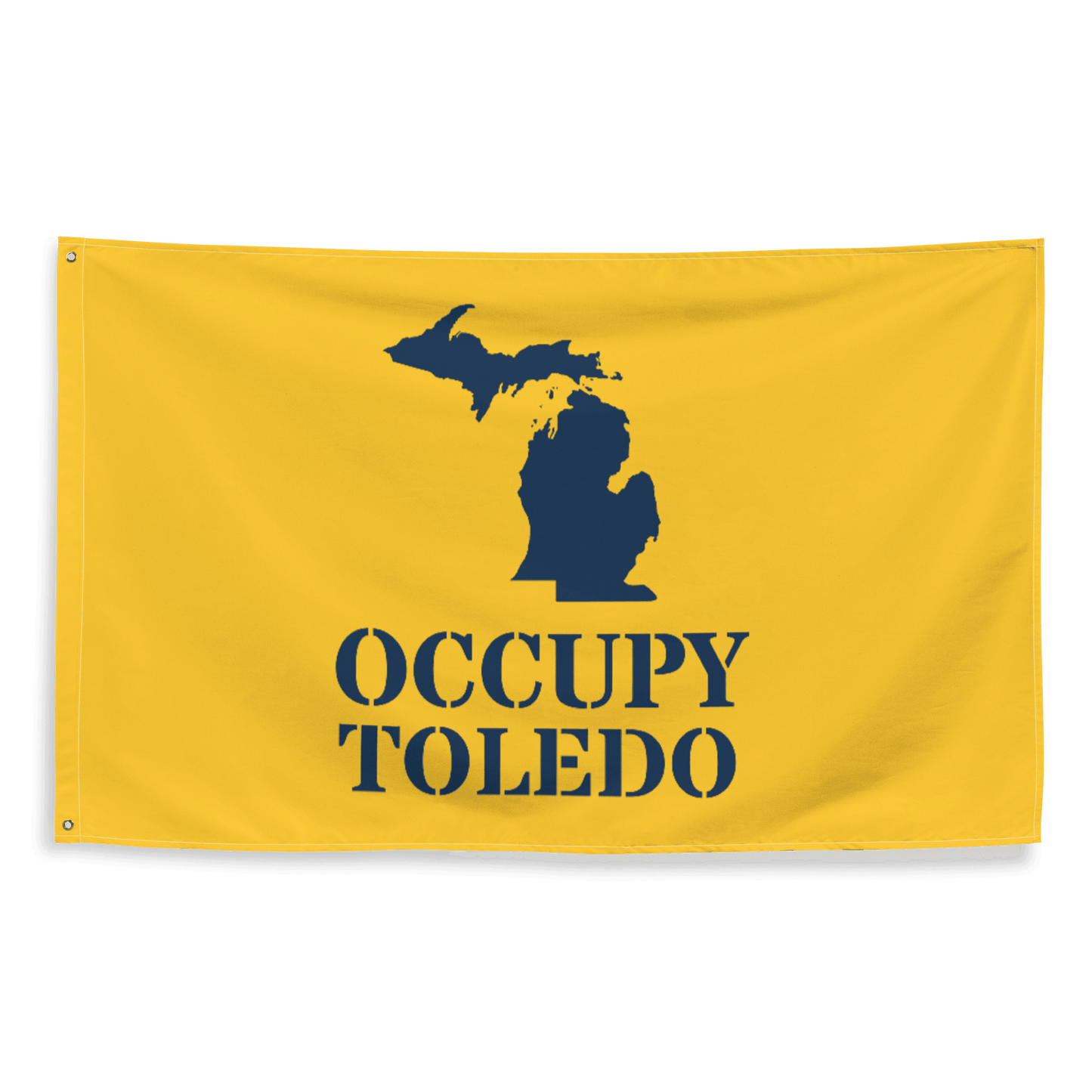 'Occupy Toledo' Flag | Yellow/Navy Colors - Circumspice Michigan