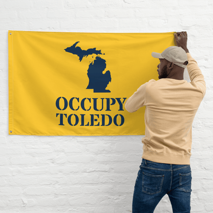 'Occupy Toledo' Flag | Yellow/Navy Colors - Circumspice Michigan