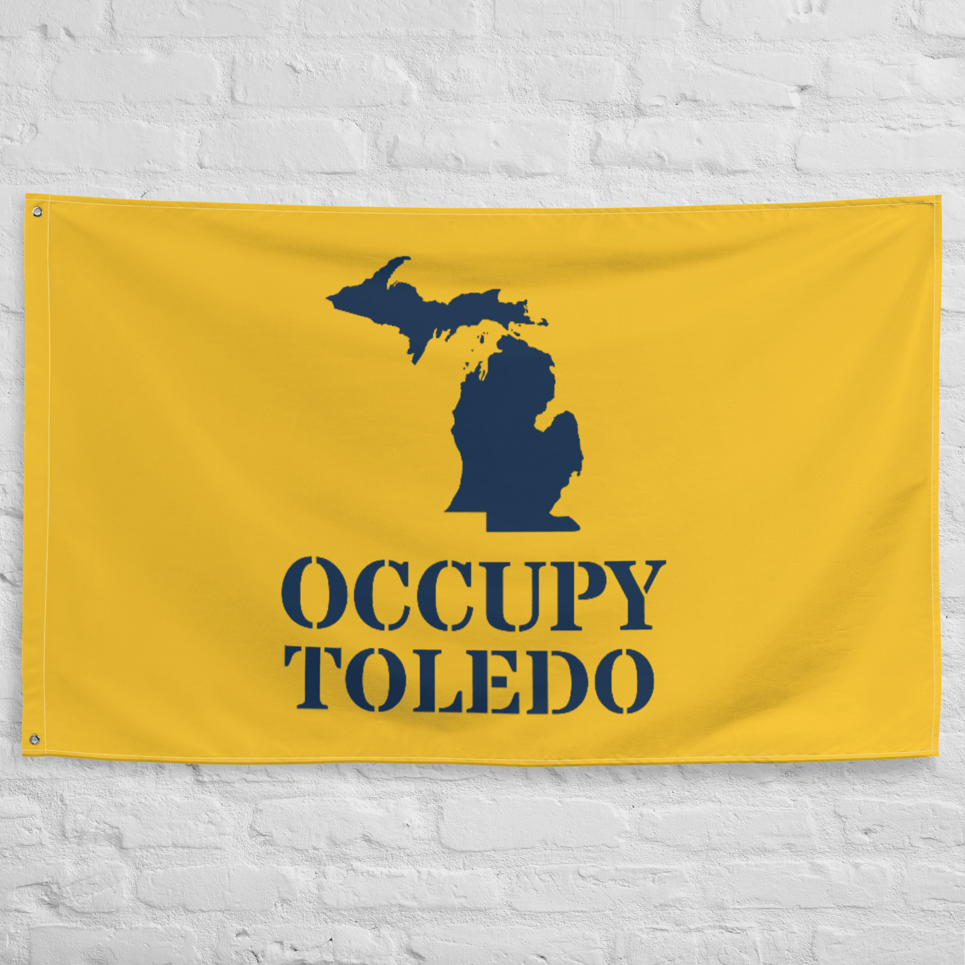 'Occupy Toledo' Flag | Yellow/Navy Colors - Circumspice Michigan