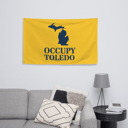 'Occupy Toledo' Flag | Yellow/Navy Colors - Circumspice Michigan