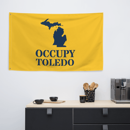 'Occupy Toledo' Flag | Yellow/Navy Colors - Circumspice Michigan