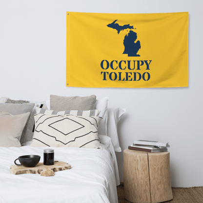 'Occupy Toledo' Flag | Yellow/Navy Colors - Circumspice Michigan