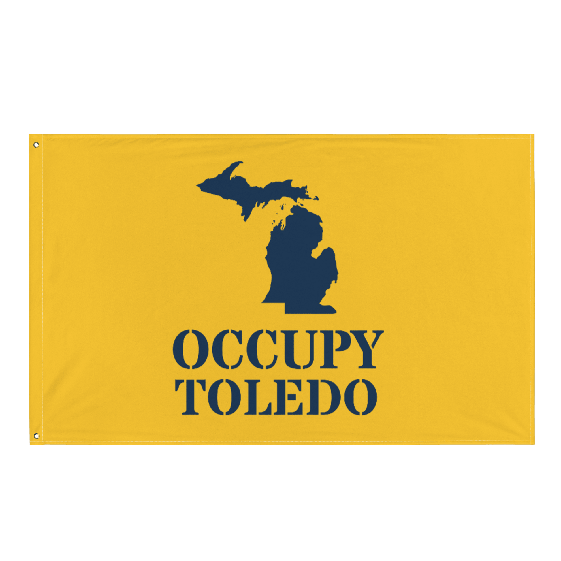 'Occupy Toledo' Flag | Yellow/Navy Colors - Circumspice Michigan