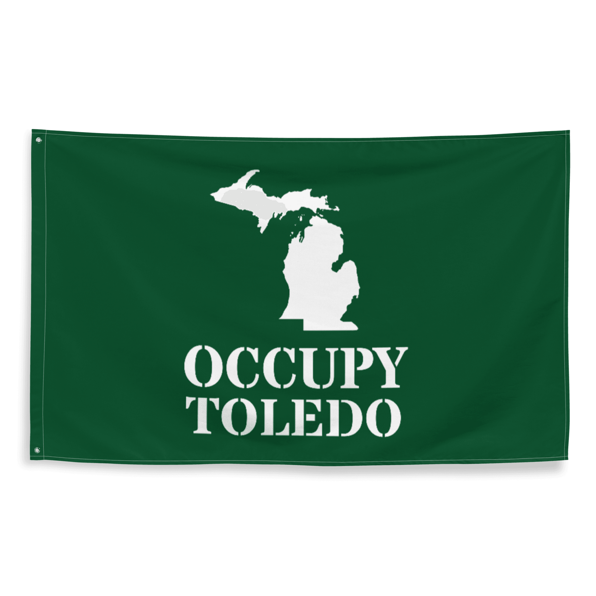 'Occupy Toledo' Spirit Flag | Green/White Colors - Circumspice Michigan