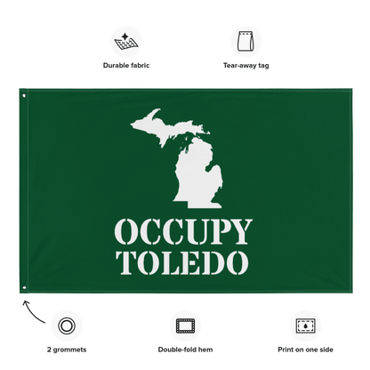 'Occupy Toledo' Spirit Flag | Green/White Colors - Circumspice Michigan