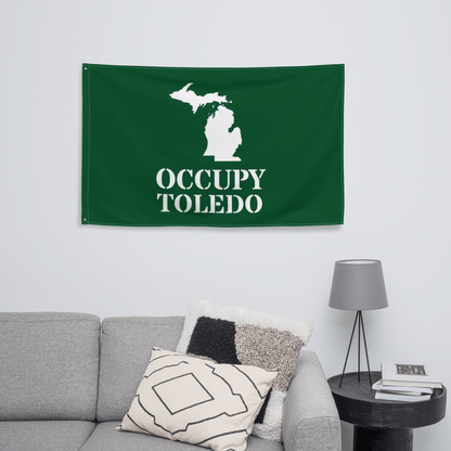 'Occupy Toledo' Spirit Flag | Green/White Colors - Circumspice Michigan