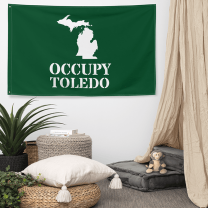 'Occupy Toledo' Spirit Flag | Green/White Colors - Circumspice Michigan