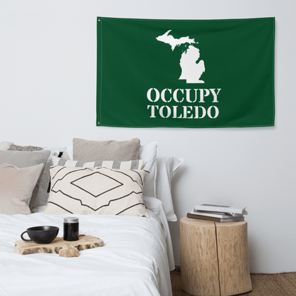 'Occupy Toledo' Spirit Flag | Green/White Colors - Circumspice Michigan