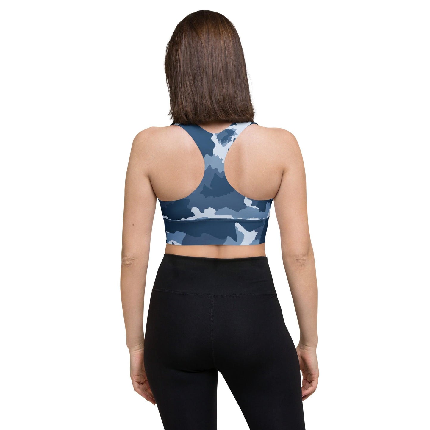 Longline Sports Bra (Great Lakes Camo Pattern) - Circumspice Michigan