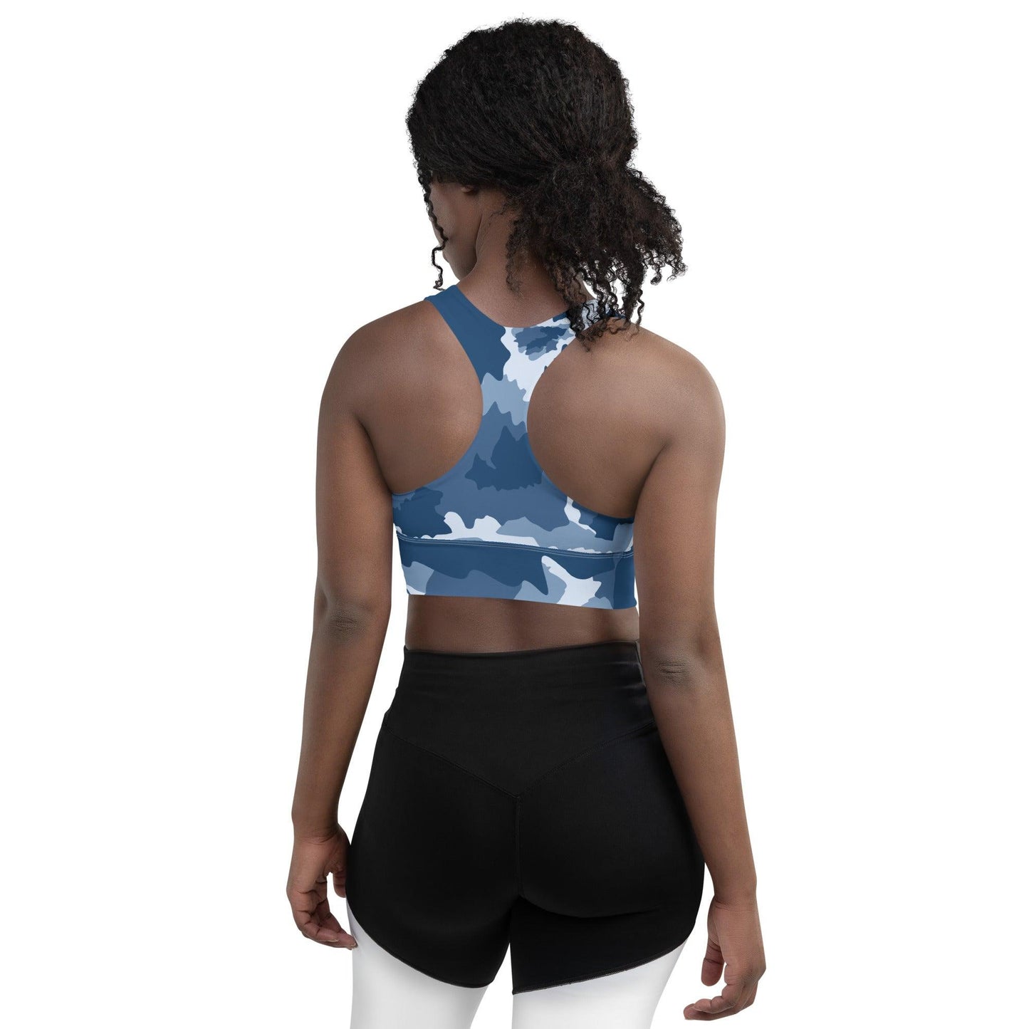 Longline Sports Bra (Great Lakes Camo Pattern) - Circumspice Michigan