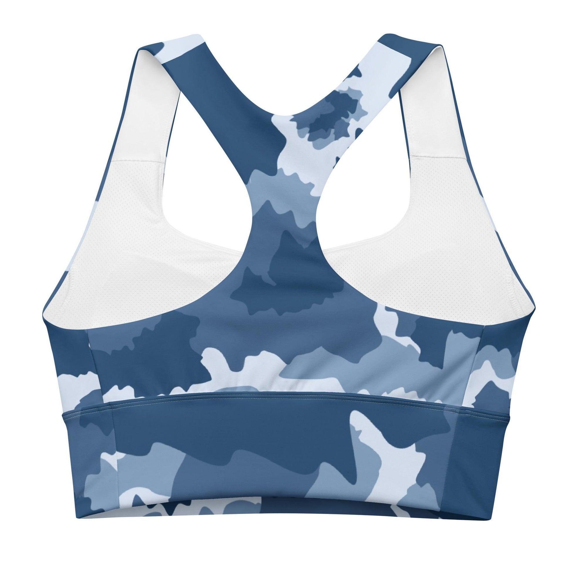 Longline Sports Bra (Great Lakes Camo Pattern) - Circumspice Michigan