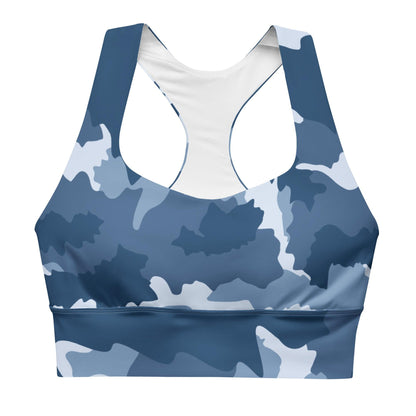 Longline Sports Bra (Great Lakes Camo Pattern) - Circumspice Michigan