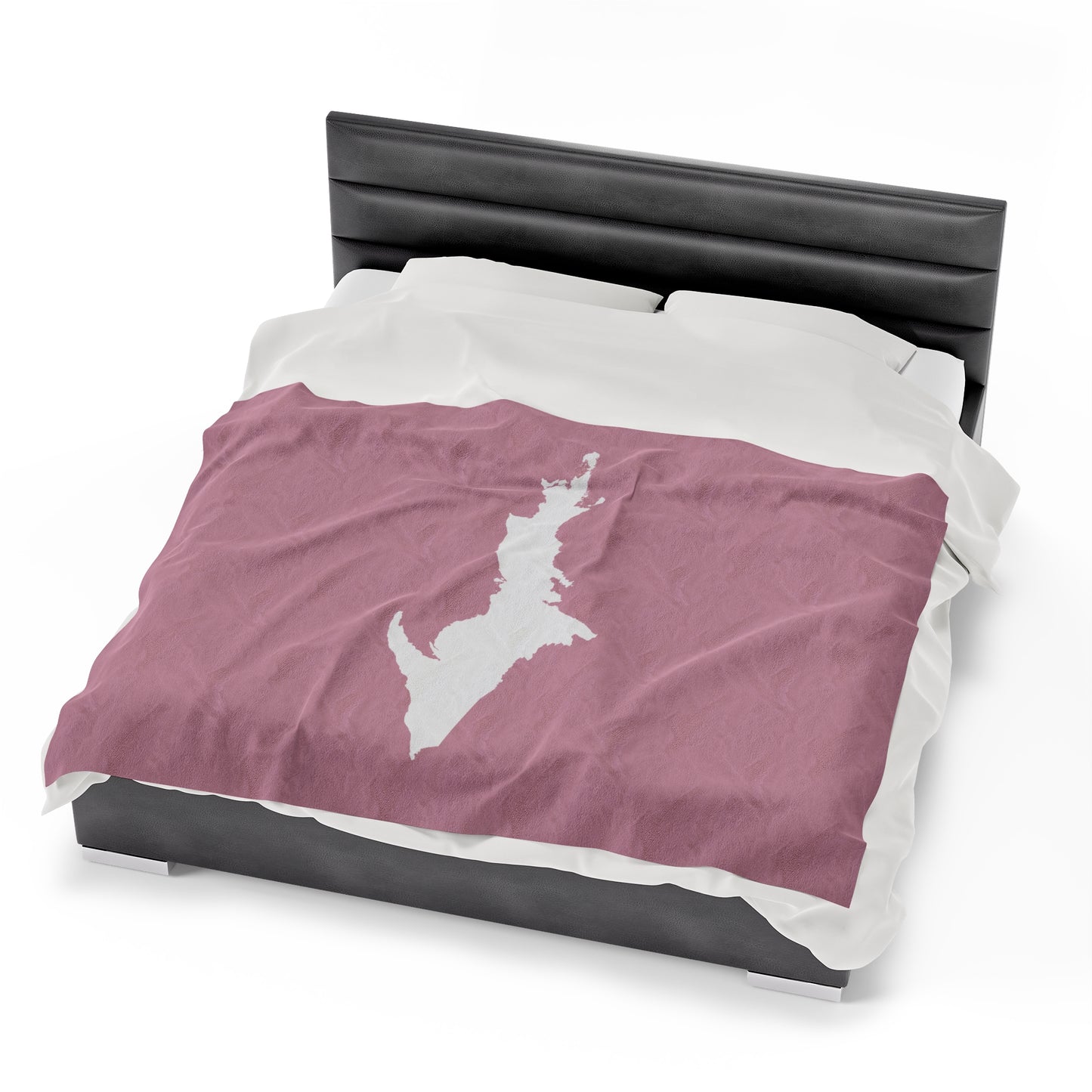 Michigan Upper Peninsula Plush Blanket (w/ UP Outline) | Pink