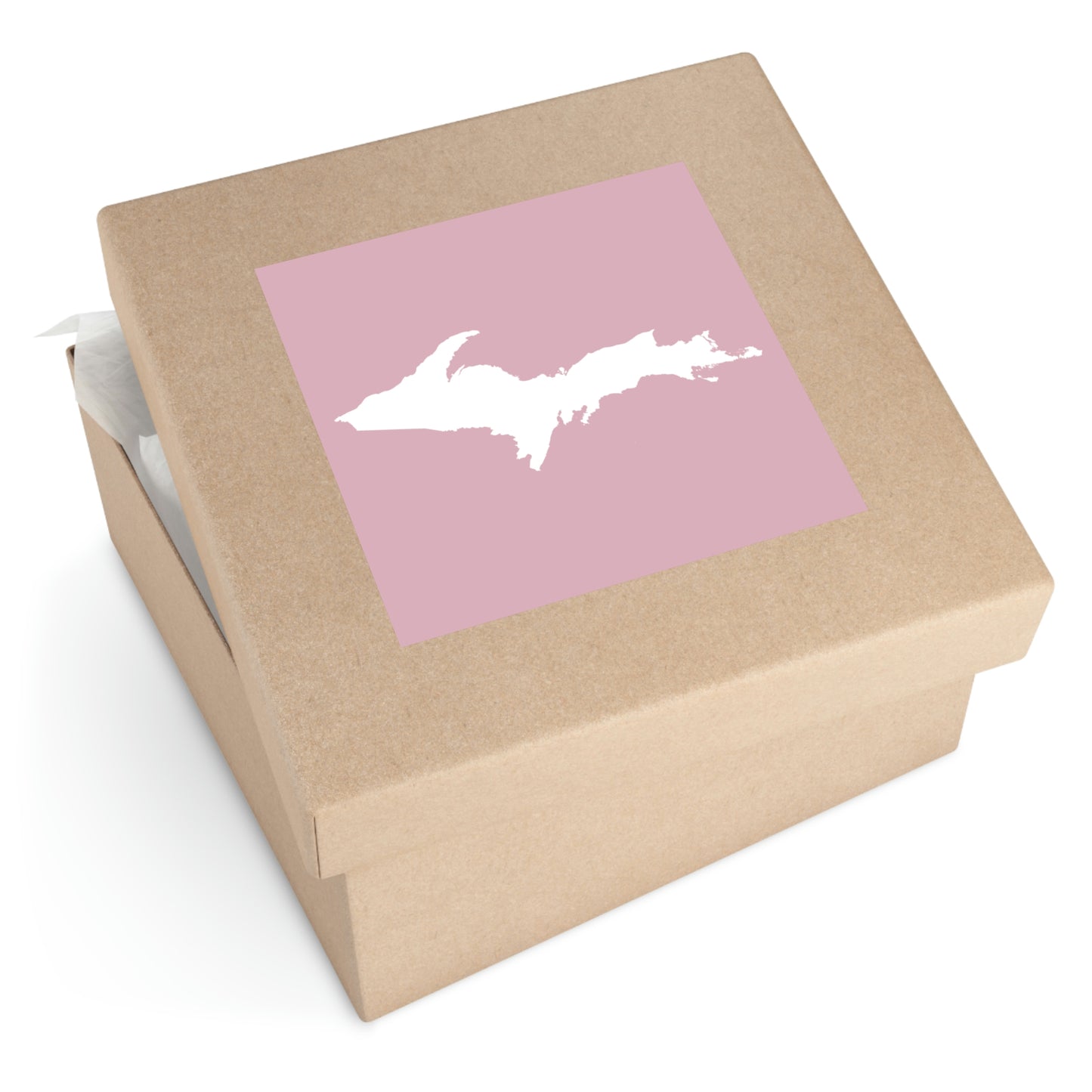 Michigan Upper Peninsula Square Sticker (Pink w/ UP Outline) | Indoor/Outdoor