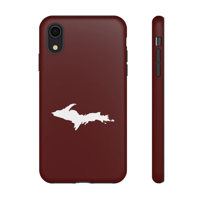 Michigan Upper Peninsula Tough Phone Case (Cherrywood Red w/ UP Outline) | Apple iPhone