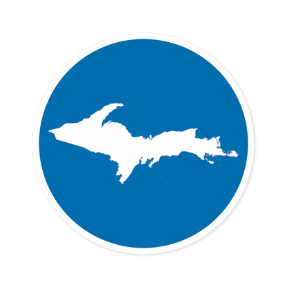 Michigan Upper Peninsula Round Stickers (Azure w/ UP Outline) | Indoor\Outdoor