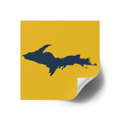 Michigan Upper Peninsula Square Sticker (Gold w/ Navy UP Outline) | Indoor/Outdoor