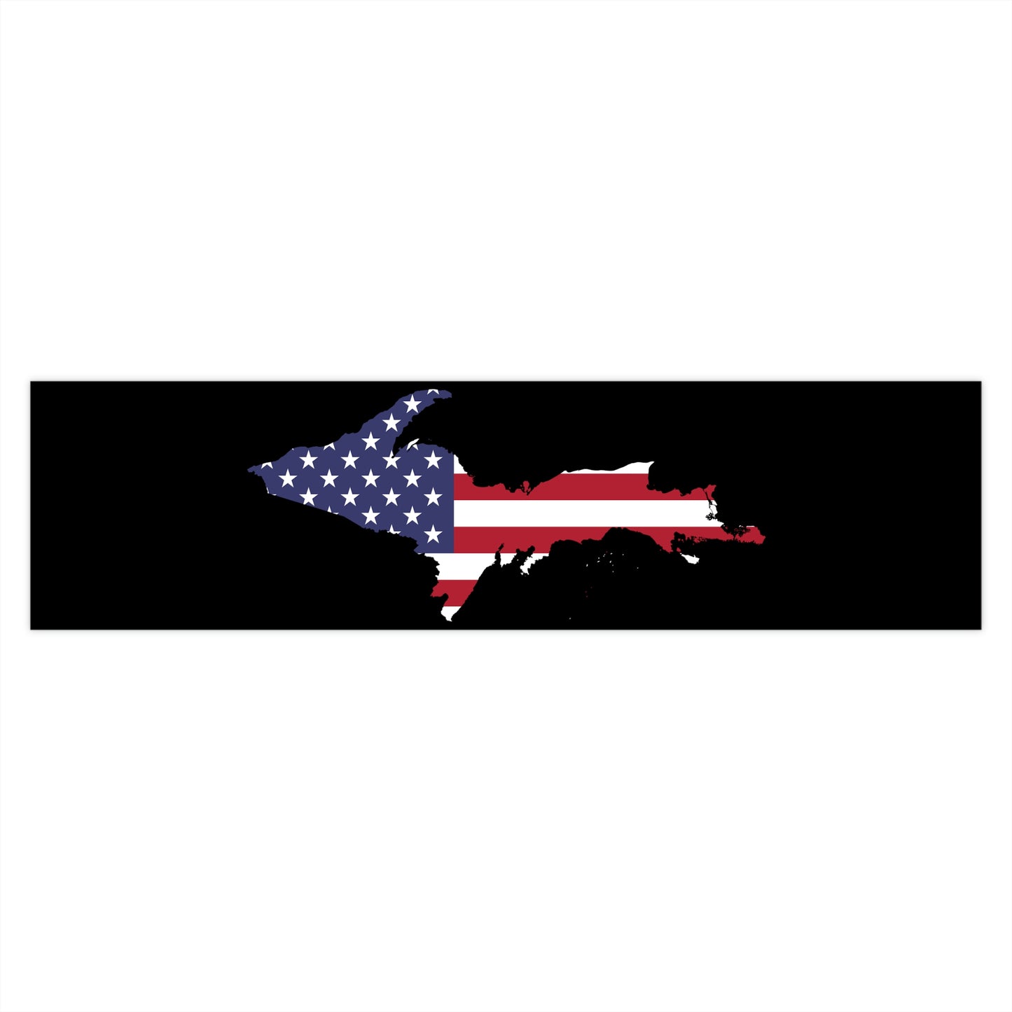 Michigan Upper Peninsula Bumper Stickers (w/ UP USA Flag Outline) | Black Background