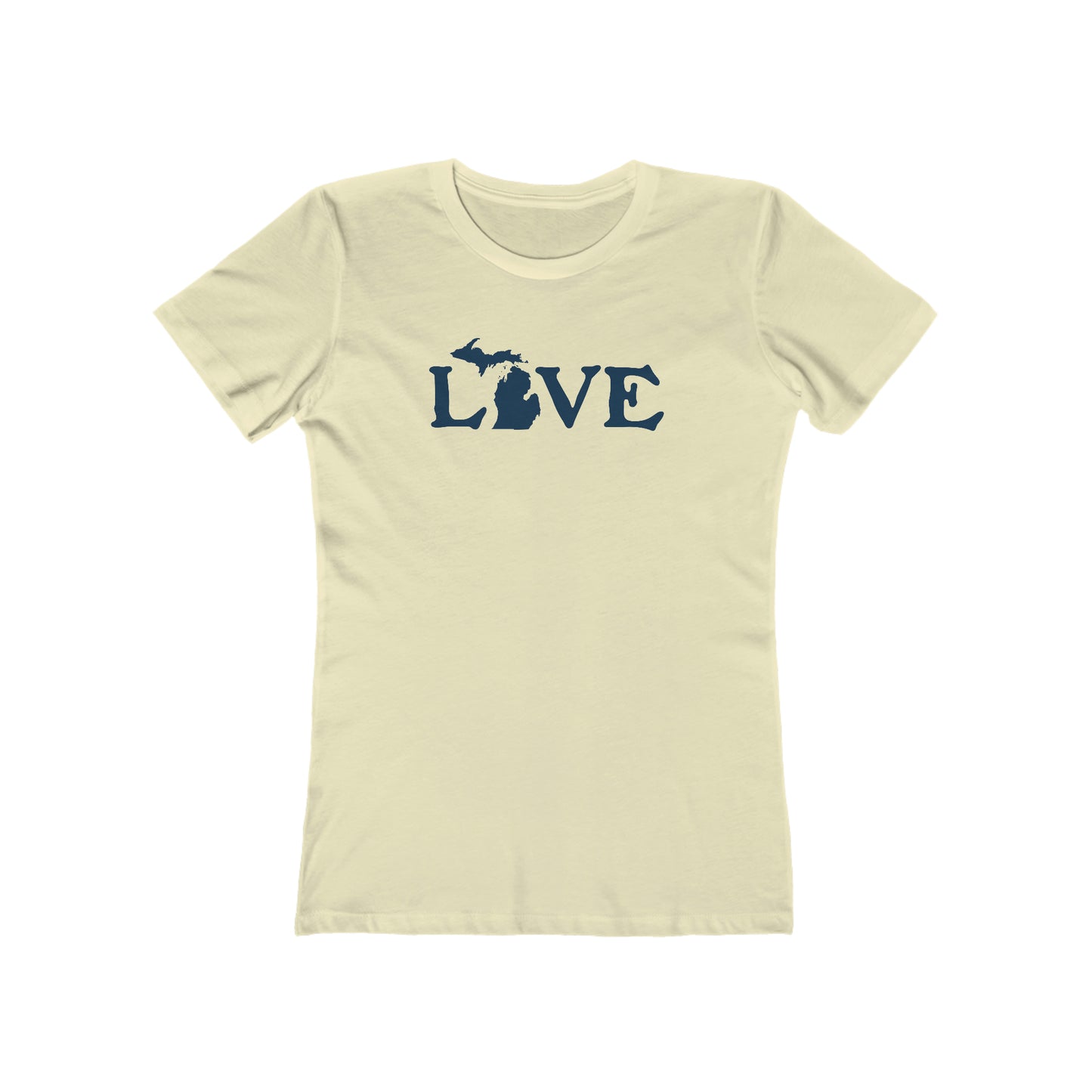 Michigan 'Love' T-Shirt (Woodcut Font) | Women's Boyfriend Cut